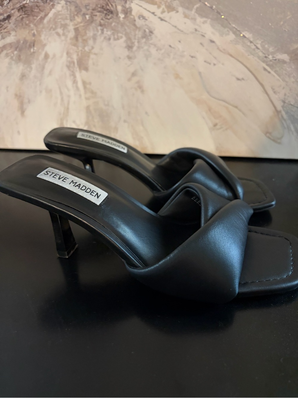 Steve Madden Black Knotted Toe Mule Heels Thai size 7